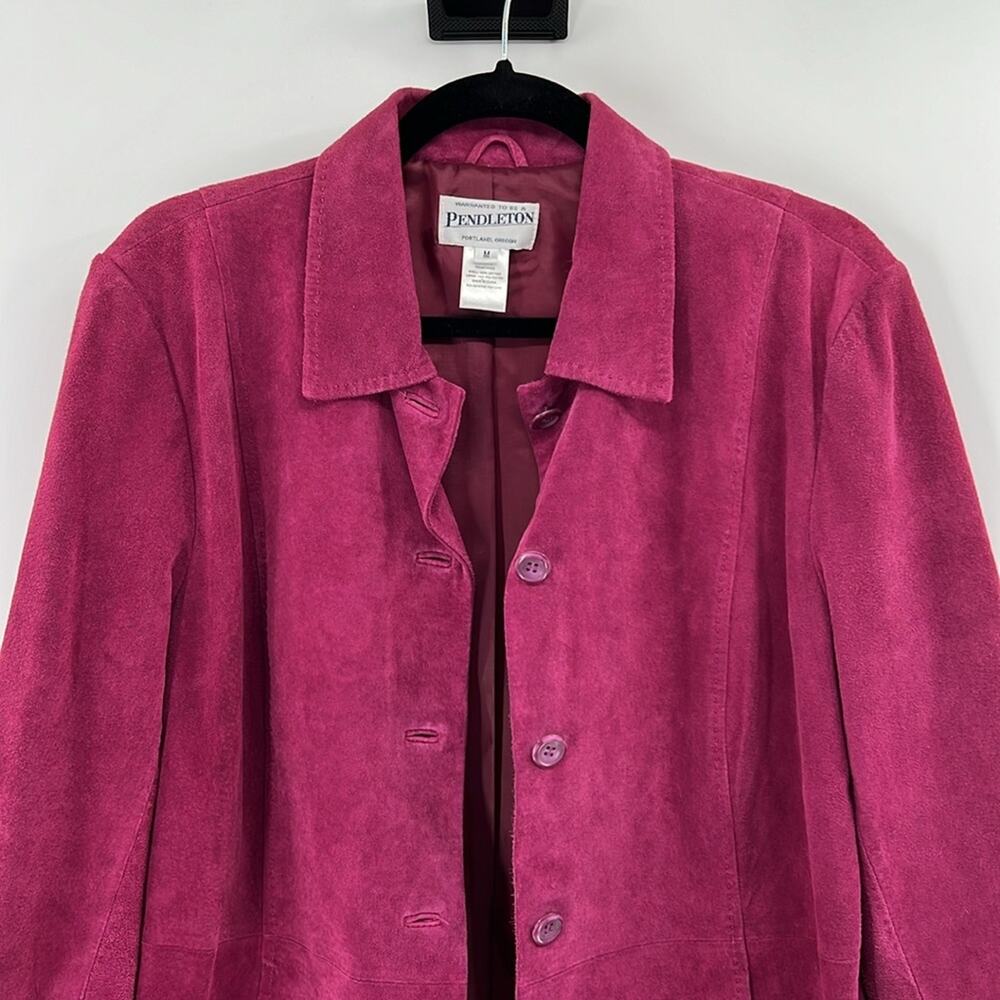 Pendleton Button Down Suede Leather Jacket - Plum… - image 2